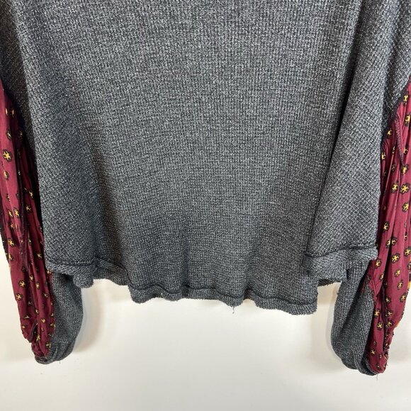 We The Free Blossom Thermal Balloon Sleeve Bandana Print Boho Top‎ Womens Size S - Picture 9 of 9